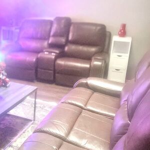 May Furniture Brown Leather Sofa Set